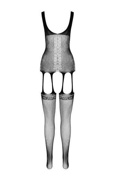 Бодистокинг Passion ECO BS007 black, с доступом, силуэтный рисунок, имитация подвязок sexstyle | Зображення 6