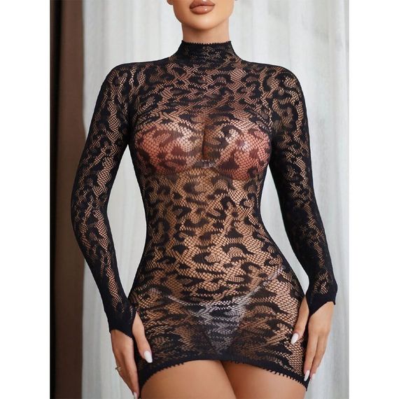 Пеньюар-Сітка Babydoll 48 Чорний w688 | Зображення 5