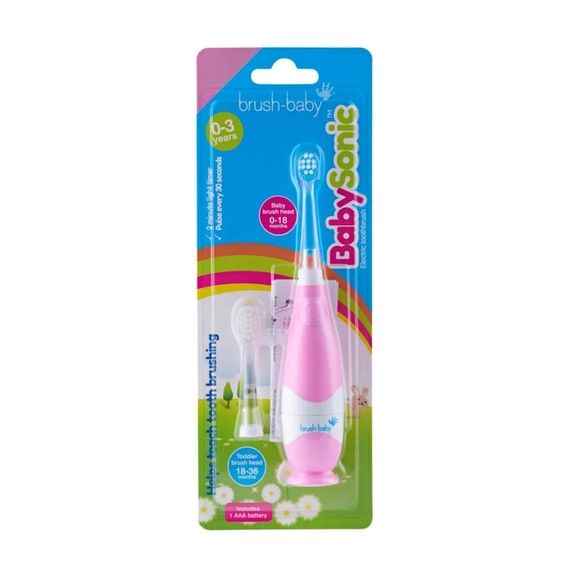 Дитяча електрична зубна щітка Brush-Baby BabySonic (від 0 до 3 років) Рожева (BB BabySonic P)