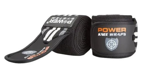 Бинти на коліна Power System PS-3700 Knee Wraps Grey/Black (пара) (PS-3700_Grey-Black) | Зображення 1