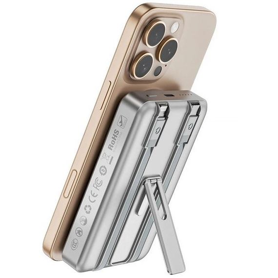 Портативний ЗП Power Bank WIWU Wi-P056 22.5W+PD20W з БЗП+iWatch with cable 10000 mAh Silver | Зображення 1