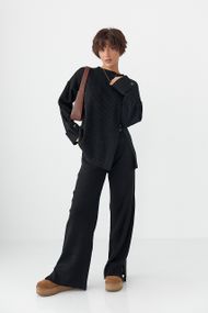 В'язаний костюм в рубчик вільною крою - чорний цвет, ONE SIZE (є розміри)