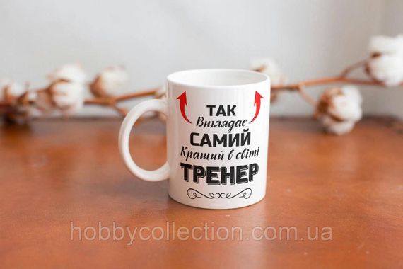 Кружка з принтом "Так виглядає самий кращий в світі Тренер" 330 мл Біла | Зображення 1