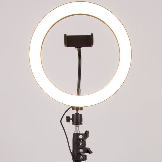 Кільцева світлодіодна LED лампа Flat Ring 10" + tripod 2.1m Black | Зображення 7