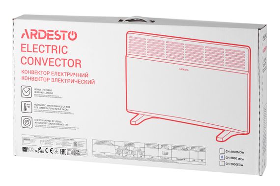 Конвектор електричний ARDESTO  CH-2000MCA, 2000 Вт, 20 м2, закритий нагрів. елемент, IP24, мех. керування, антрацит матовий (CH-2000MCA) | Зображення 7
