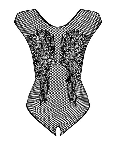 (SALE) Бодистокинг из крупной сетки с кружевом Obsessive B112 teddy XL/XXL, черный, с доступом | Зображення 4