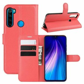Чохол книжка з кишенями для карт на Xiaomi Redmi Note 8T колір Червоний