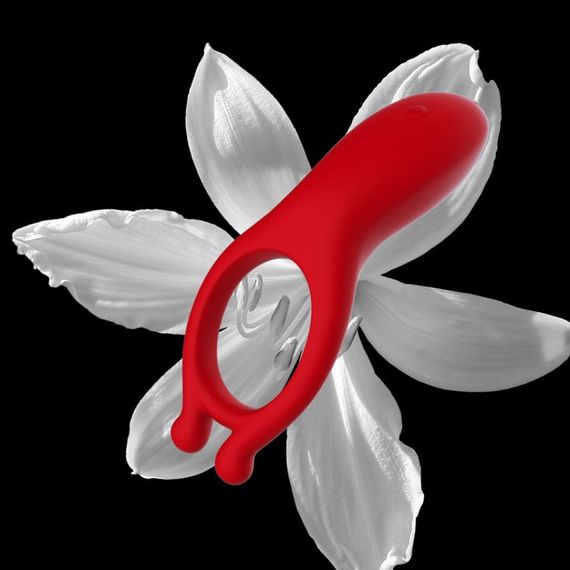 Вібраційне ерекційне кільце Every Night Toys з відростком для стимуляції клітора, червоне sexstyle | Зображення 1