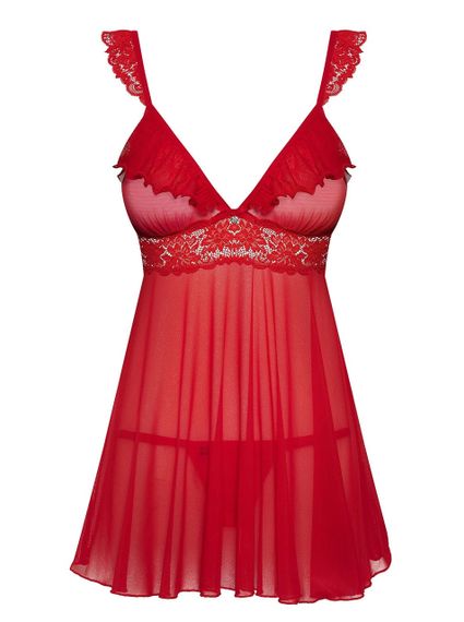 Пеньюар - Obsessive 863-BAB-3 Babydoll & Thong Red S/M sexstyle | Зображення 3