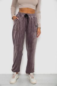 Спортивные штаны велюровые женские на флисе  -уценка, цвет мокко, 238R58649-1-U-15