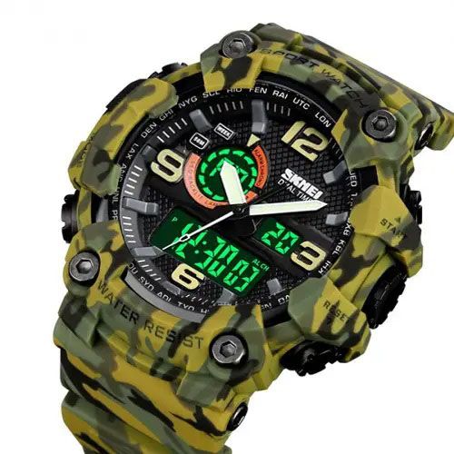 Годинник наручний чоловічий SKMEI 1520CMGN CAMO GREEN, годинник військовий чоловічий, для військовослужбовців. Колір: камуфляж | Зображення 2