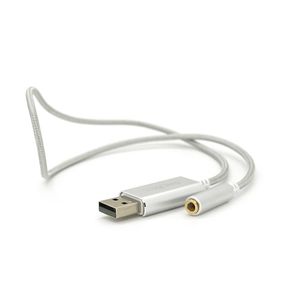 Перехідник для навушників VegGieg V-K202 USB2.0(M)-Jack3.5(F), Silver, Box