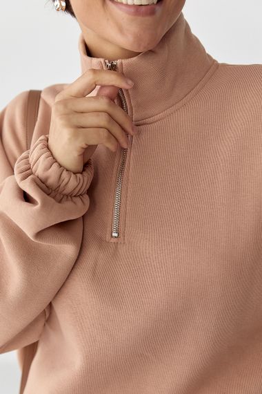 Однотонний спортивний світшот з начосом - світло-коричневий цвет, S (є розміри) | Зображення 3