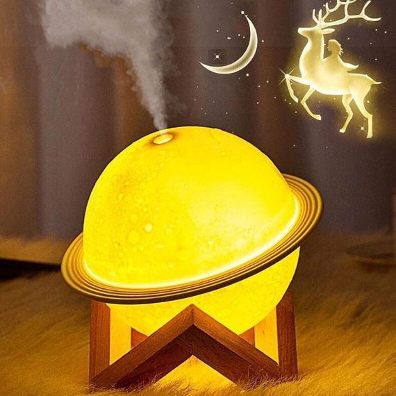 Увлажнитель очиститель воздуха ночник 3 в 1 Сатурн компактный с LED подсветкой 3 режима мини арома лампа | Зображення 3