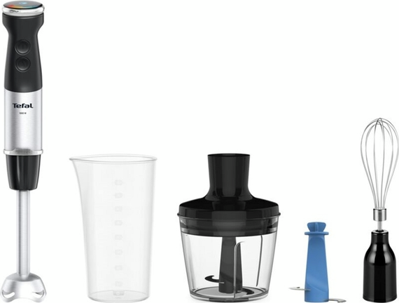 Блендер Tefal  заглибний Quickchef+ 1000Вт, 3в1, чаша-800мл, чопер-500мл, турборежим, сріблясто-чорний (HB67E830)