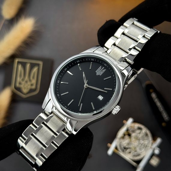 Годинник наручний Awarder 023 Silver-Black Тризуб Срібло | Зображення 1