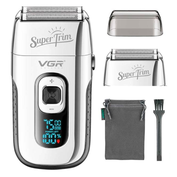 Электробритва VGR V-332 SILVER шейвер, двойное лезвие, триммер, LED дисплей