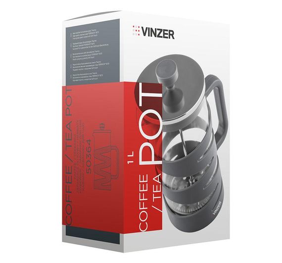 Френч-пресс 1 л Vinzer 50364 стеклянный заварник для чая и кофе | Зображення 2