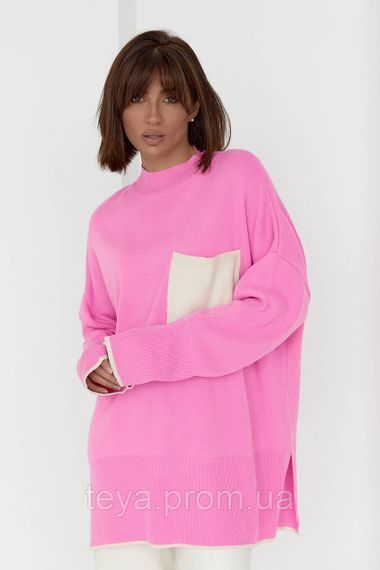 Жіноча кофта oversize з кишенею на грудях колір рожевий FL_000613 | Зображення 5
