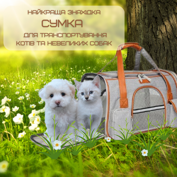 Сумка Переноска Для Кота Складная Сумка Для Домашних Животных с Прозрачными Стенками и Креплениями к Чемодану и Авто до 7 кг | Зображення 1