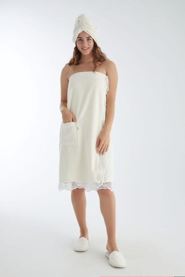 Набір жіночий Nusa 030-7 для сауни з мереживом, кремовий