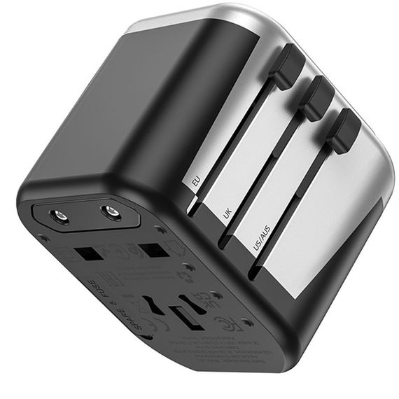 МЗП Hoco AC5 Level 2USB+Socket Black | Зображення 1