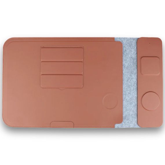 Подставка-чехол для ноутбука STAND JD-S101 с БЗУ 4in1 15W (13-14'') Brown