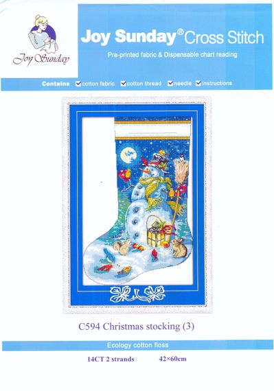 Набір для вишивання за нанесеною на канву схемою "Christmas stocking 3". AIDA 14CT printed 42*60 см | Зображення 1