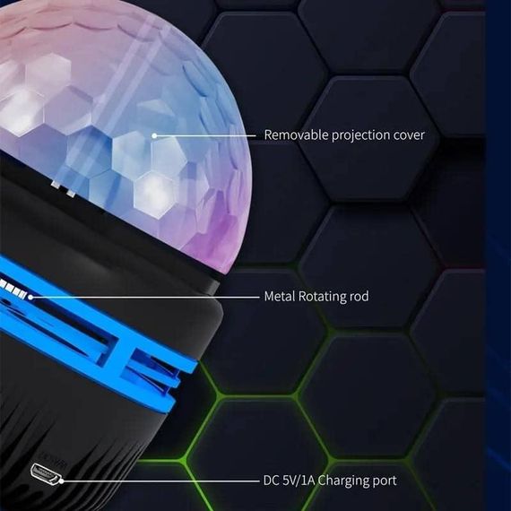 RGB кольорова зіркова проекційна лампа, що обертається чарівна куля | Зображення 1