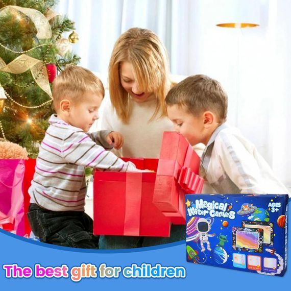 Коврик водяной для рисования с ручкой трафаретами, акваковрик с космонавтами с исчезающими рисунками, 2-7 лет | Зображення 4