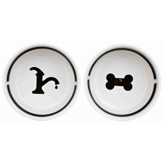 Миски Trixie для собак Eat on Feet подвійні на металевій підставці біла/чорна керамічні 2x600 мл/15 см | Зображення 1