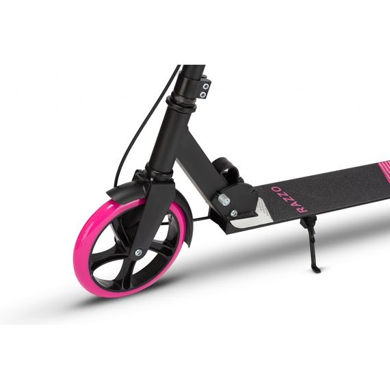 Самокат із ручним тормозом Razzo CITY 200 мм. алюмінієвий HUL1-200 Black/Pink | Зображення 2