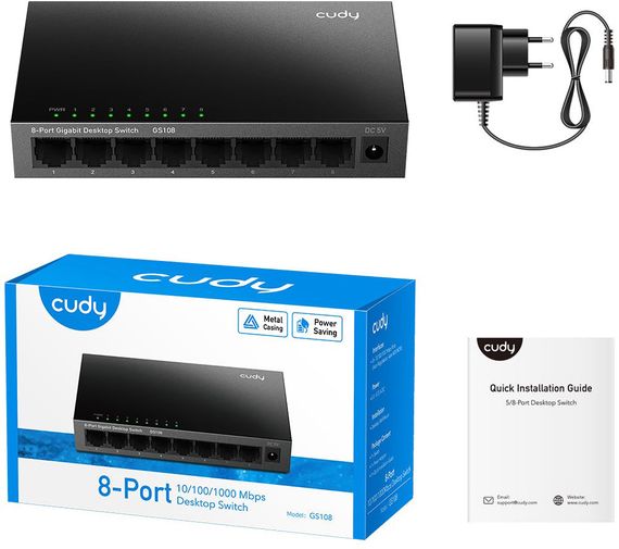 Комутатор Cudy GS108, 8 портовий Gigabit Metal Desktop Switch | Зображення 2