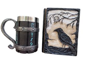 Подарунковий набір Кухоль 3D Скандинавські Руни та Блокнот 3D «Тінь Ворона»