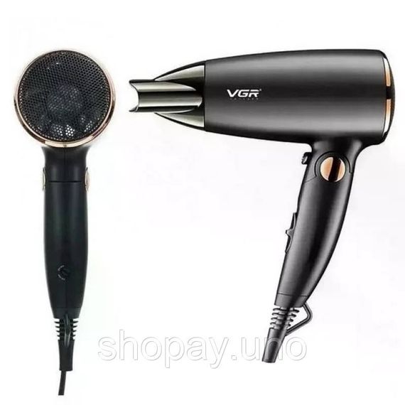 Дорожный складной фен VGR V-439 1600W • Компактный фен для сушки и укладки волос с холодным обдувом и насадкой-концентратором