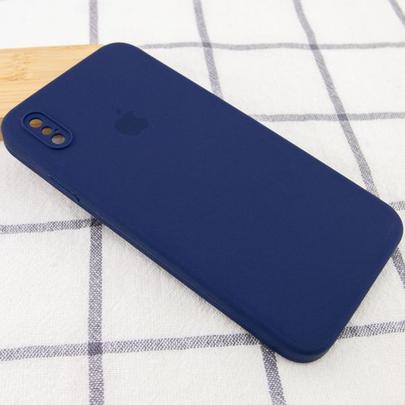 Чехол Silicone Case Square Full Camera Protective (AA) для Apple iPhone XS Max (6.5") Темно-синий / Midnight blue | Зображення 1