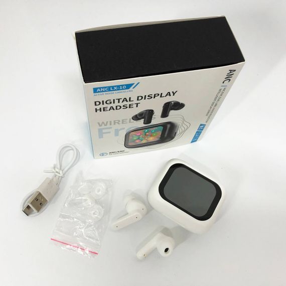 Наушники беспроводные LX-10 TWS Earbuds с LED дисплеем, Блютуз гарнитуры, Вакуумные наушники. Цвет: белый | Зображення 6