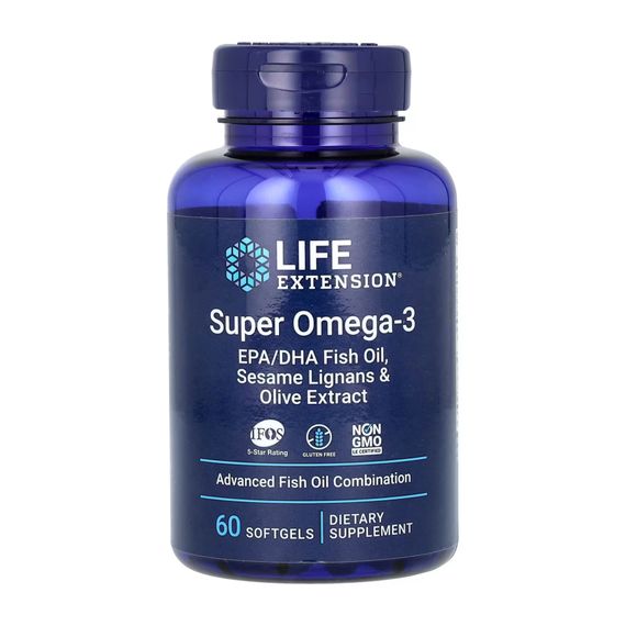 Super Omega-3 EPA/DHA Fish Oil Sesame Lignans &amp; Olive Extract	- 60 softgels