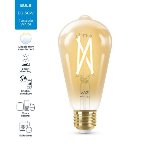 Лампа розумна WiZ  E27, 7W, 50W, 640Lm, ST64, 2000-5000K, Wi-Fi (929003018701) | Зображення 6