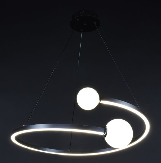 Люстра світлодіодна підвісна LED світильник для квартири на стелю лед 27340 Чорний 40-150х60х60 см. | Зображення 9