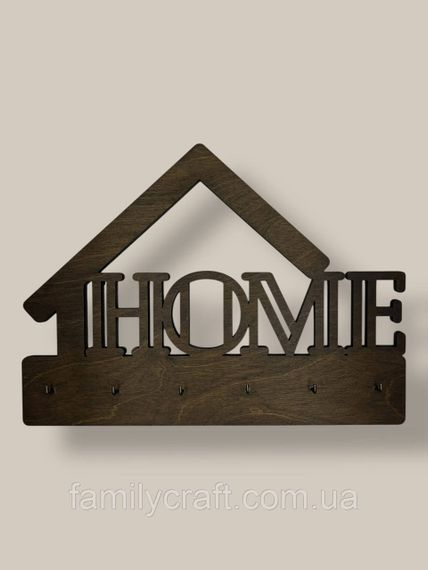 Ключниця настінна дерев'яна Home (Будинок) венге на 6 гачків, вішалка тримач для ключів у передпокій з дерева | Зображення 1
