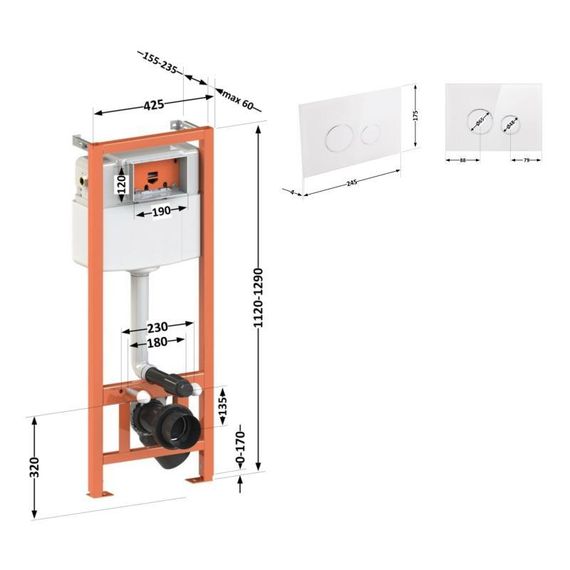 Набір інсталяція 4 в 1 Qtap Nest ST з круглою панеллю змиву QT0133M425V1164GW | Зображення 1