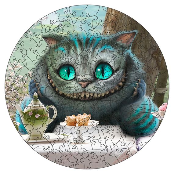 Фигурный пазл из дерева "Алиса Чеширский кот"  PZ010-A4C-AC 75-125 деталей, размер А4, картонная коробка