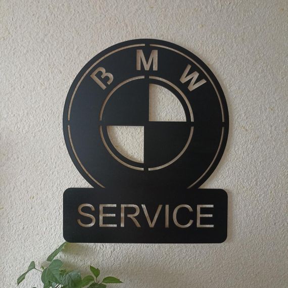 Панно декоративная картина на стену BMW SERVICE LED подсветка 490х600 acr-p000094 | Зображення 1