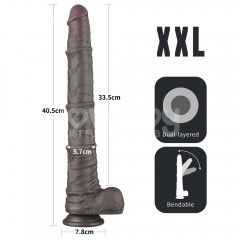 Фаллоимитатор - Dual Layered Bendable Silicone Cock XXL 16'' Black Sex Aura | Зображення 4