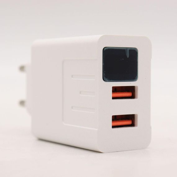 Зарядное устройство адаптер с LED дисплеем, 2 USB, 220В, QC03 5740/ Быстрая зарядка для телефона | Зображення 7