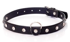 Нашийник зі штучної шкіри з кристалами Fetish Boss Series - Collar Silver Crystal, BS3300117 Sex Aura