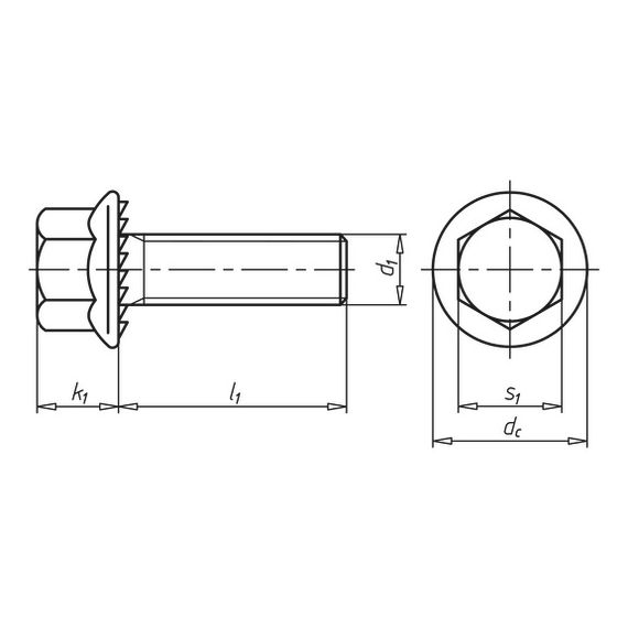 Болт метричний DIN6921-FLG/SER - 8.8 A2K SW10 M6x25 мм | Зображення 1