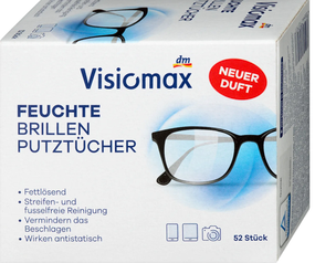 Вологі серветки для очищення окулярів VISIOMAX Brillenputztücher, 52 шт