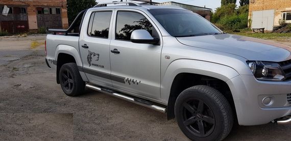 Боковые трубы (2 шт, нерж) 70мм для Volkswagen Amarok 2010-2022 гг | Зображення 9